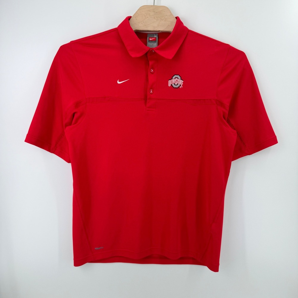 Nike Ohio State Buckeyes Polo Size M Polyester Red Gameday Sportswear Athleisure